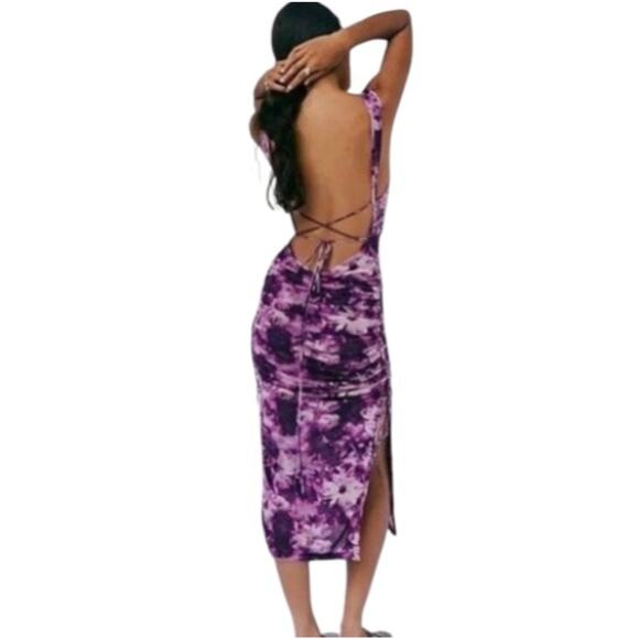 New Free People Take Me Away Midi Purple Dress Women’s Size Large - Picture 3 of 9